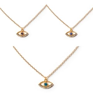3 Pack Rhinestone Nazar Pendant Necklace